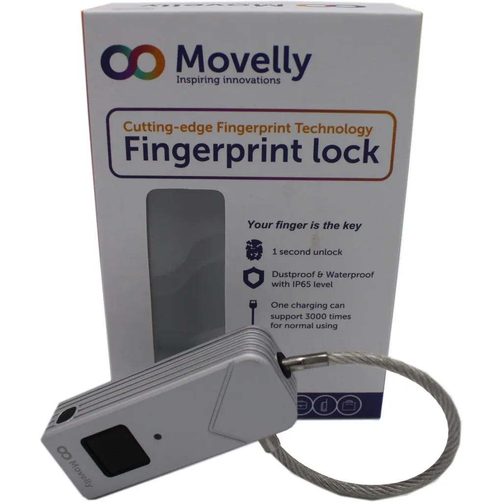 Movelly fingerprint padlock mattschwarz