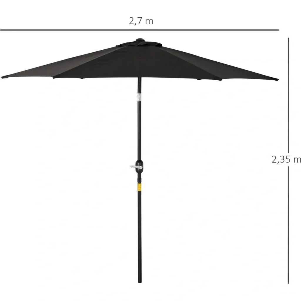 Sonnenschirm mit Handkurbel Schwarz