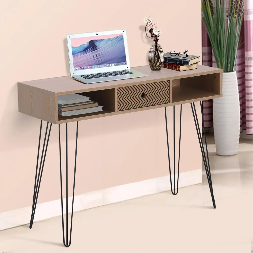 Schreibtisch PC-Tisch Bürotisch Arbeitstisch Computertisch mit Zickzackmuster Natur 100 x 34,5 x 74,5 cm