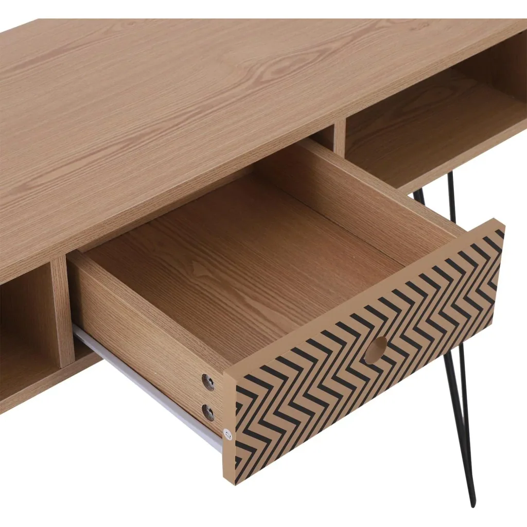 Schreibtisch PC-Tisch Bürotisch Arbeitstisch Computertisch mit Zickzackmuster Natur 100 x 34,5 x 74,5 cm