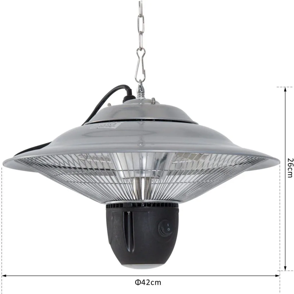 Heizstrahler 1500W mit LED inkl, Fernbedienung Alu Silber