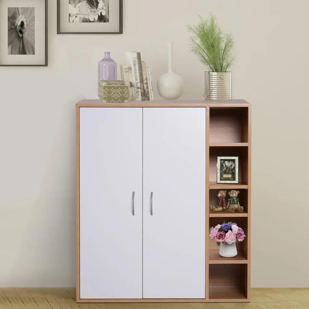 Mehrzweckschrank Standschrank Standregal Dekoschrank Bücherregal Schrank Holz Natur 80 x 32 x 90,5 cm