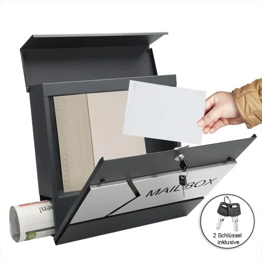 Designerbriefkasten anthrazit / silber