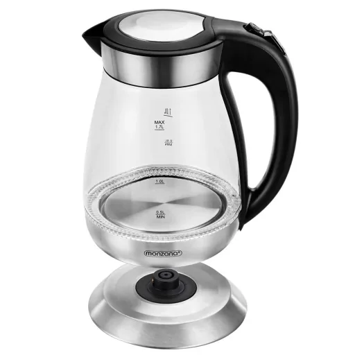 Wasserkocher Schwarz/Silber Glas/Edelstahl 1.7L