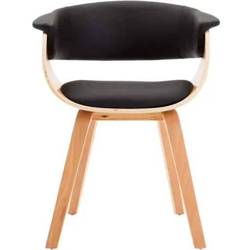 Esszimmerstuhl gebogenes Holz und Kunstleder schwarz