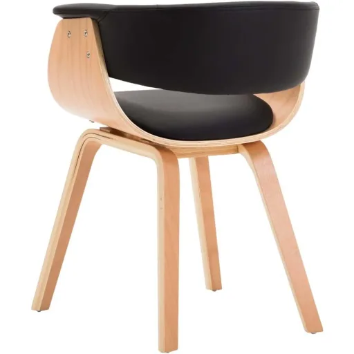 Esszimmerstuhl gebogenes Holz und Kunstleder schwarz