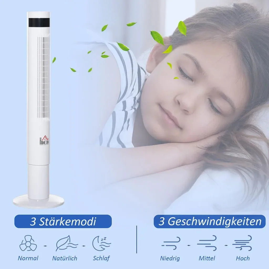 Turmventilator mit Fernsteuerung weiß