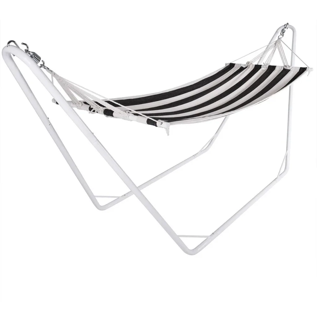 Hängematte mit Metallgestell 200 x 80cm - creme/schwarz