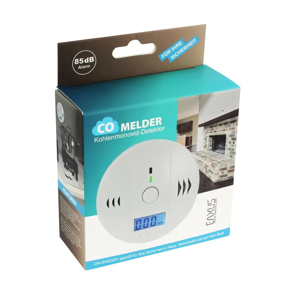 Kohlenmonoxid-Detektor DIN EN5029 geprüft mit lautem 85 dB Alarm