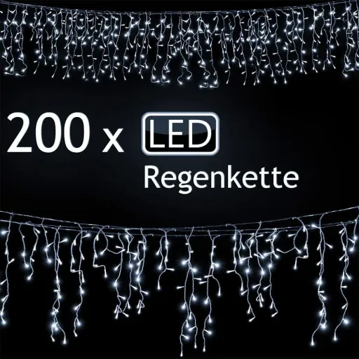Weihnachtsbeleuchtung Lichterkette - 200 LEDs - 10 m - Innen und Außen