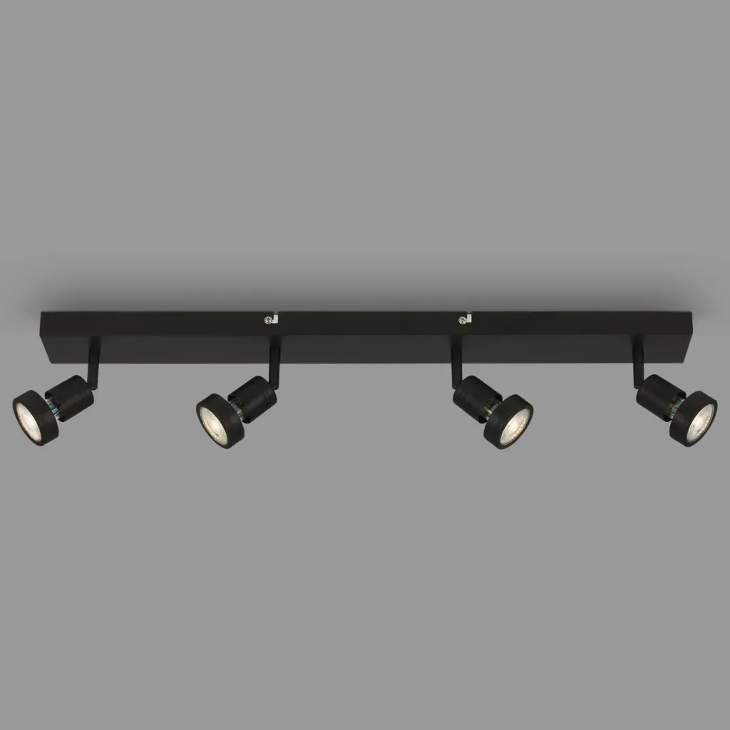 LED Spotleuchte 4-flammig, schwarz, 4 x GU10 Fassung, inklusive 4 x LED Leuchtmittel, 4,9 Watt, 460 lm, 3000 K
