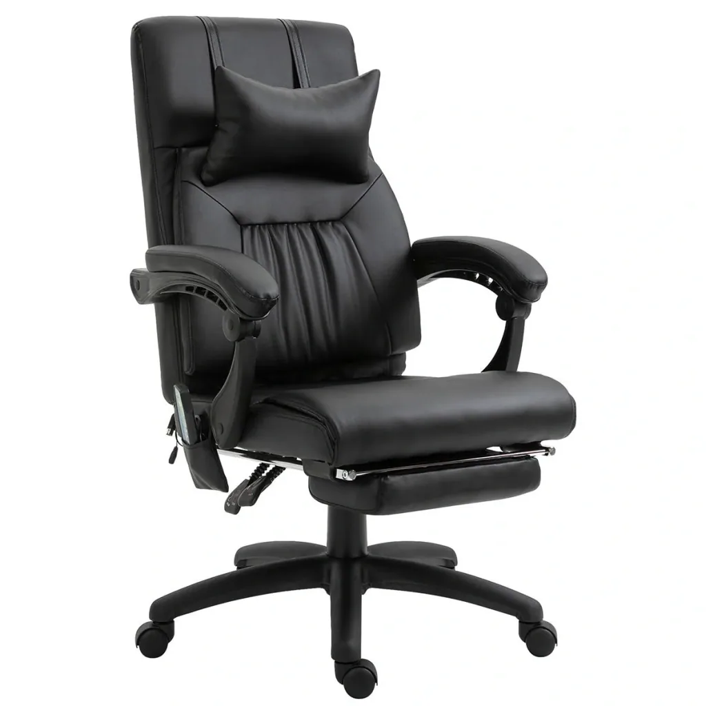 Massagesessel Chefsessel mit Massagefunktion 7 Massagepunkte höhenverstellbarer Drehstuhl mit Fußstütze Kopfstütze zeitg