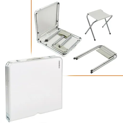 Klappbare Campingbank 5 Stück weißes Aluminium