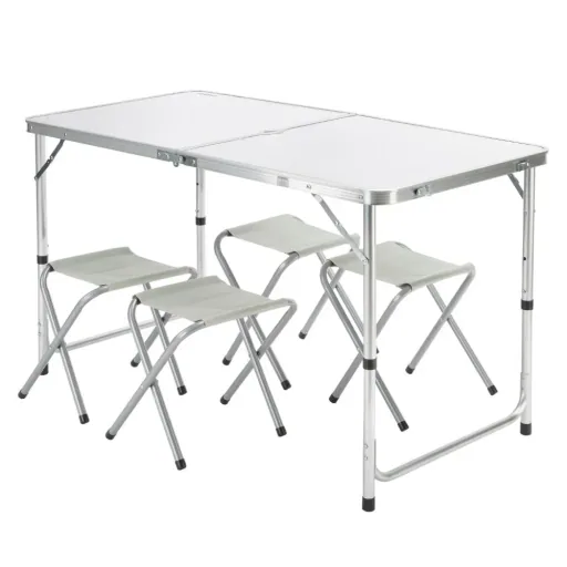 Klappbare Campingbank 5 Stück weißes Aluminium