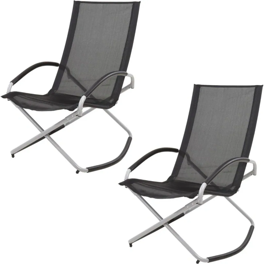 Pro Garden Klappbarer Schaukelstuhl - Schwarz - 70x90x98cm - 2 KÄUFE