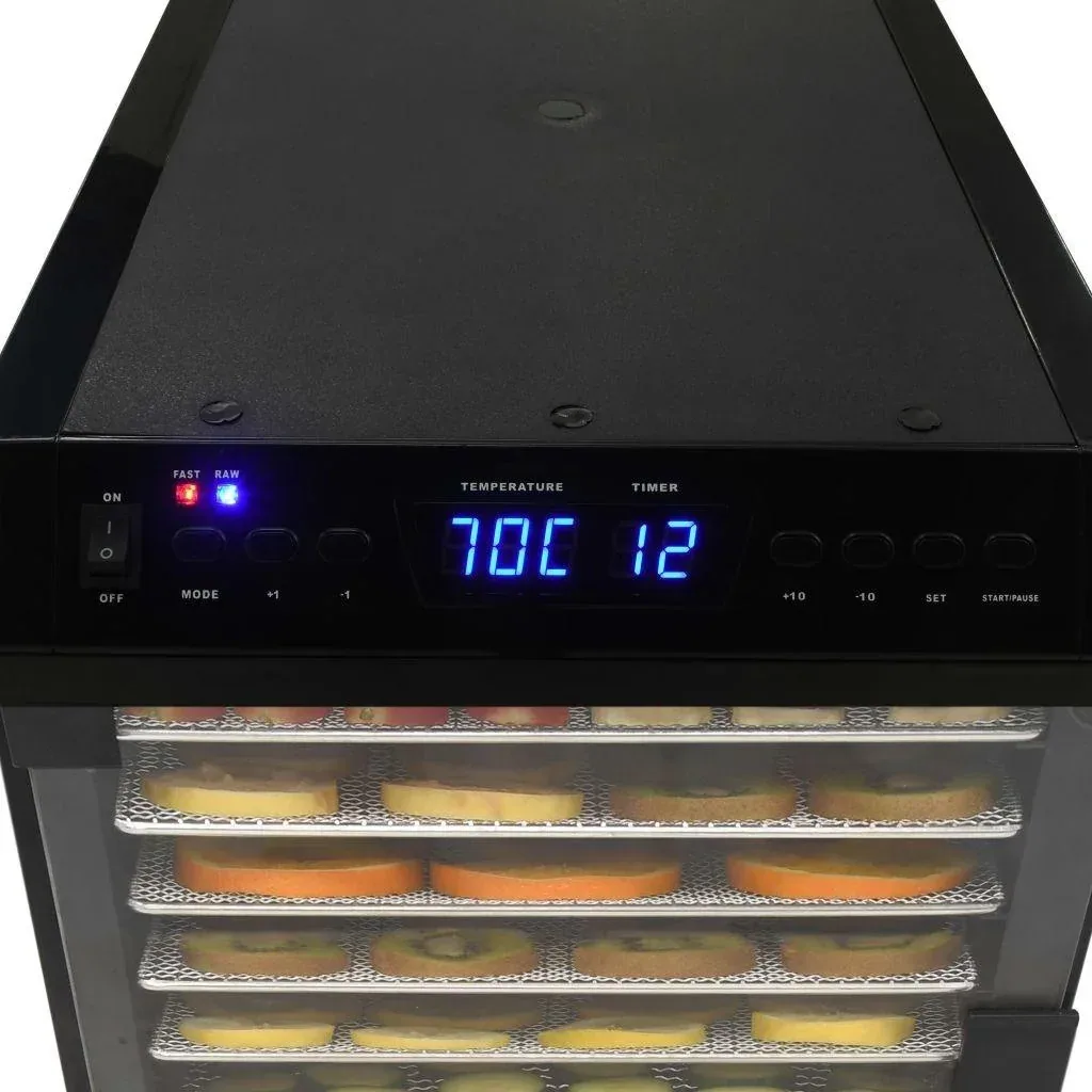 Dörrgerät mit 11 Schubladen 480 W Edelstahl schwarz