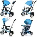 Kinderfahrrad/Dreirädchen - Blau- Schiebestange, klappbare Fußstütze, Korb