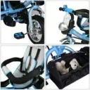 Kinderfahrrad/Dreirädchen - Blau- Schiebestange, klappbare Fußstütze, Korb
