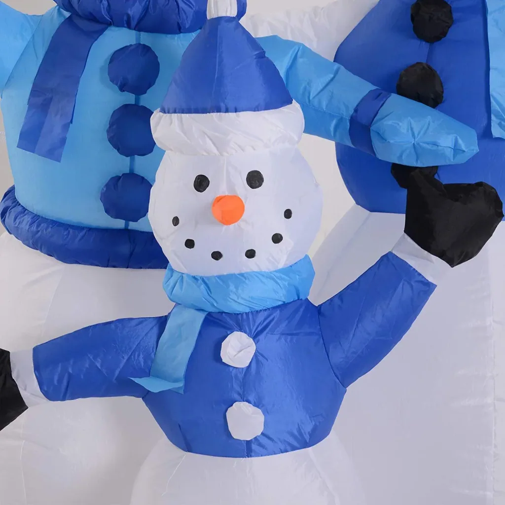 Schneemann Familie Selbstaufblasbare Weihnachtsdeko LED Blau