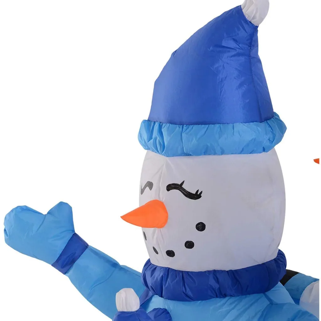 Schneemann Familie Selbstaufblasbare Weihnachtsdeko LED Blau