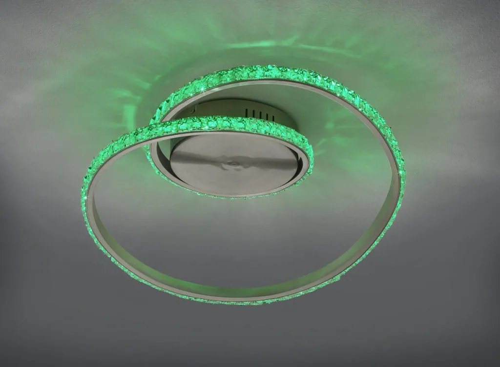 LED-Deckenleuchte RUBIN, 19 W RGBW, 3000K, 1700 lm, Fernbedienung, Alu gebürstet, Kristall-Cover