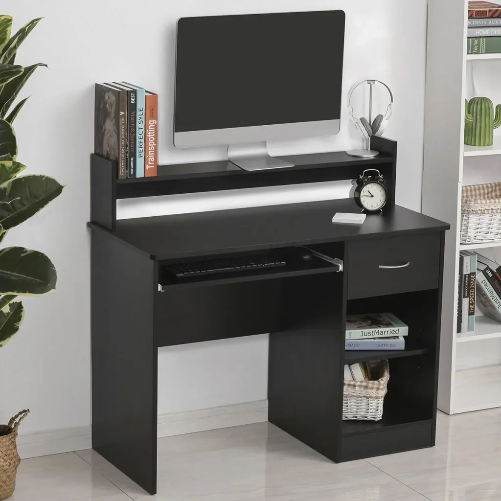 Computertisch Bürotisch Gamingtisch PC-Tisch mit Schublade E1 Spanplatte Schwarz 104 x 48 x 95,5 cm