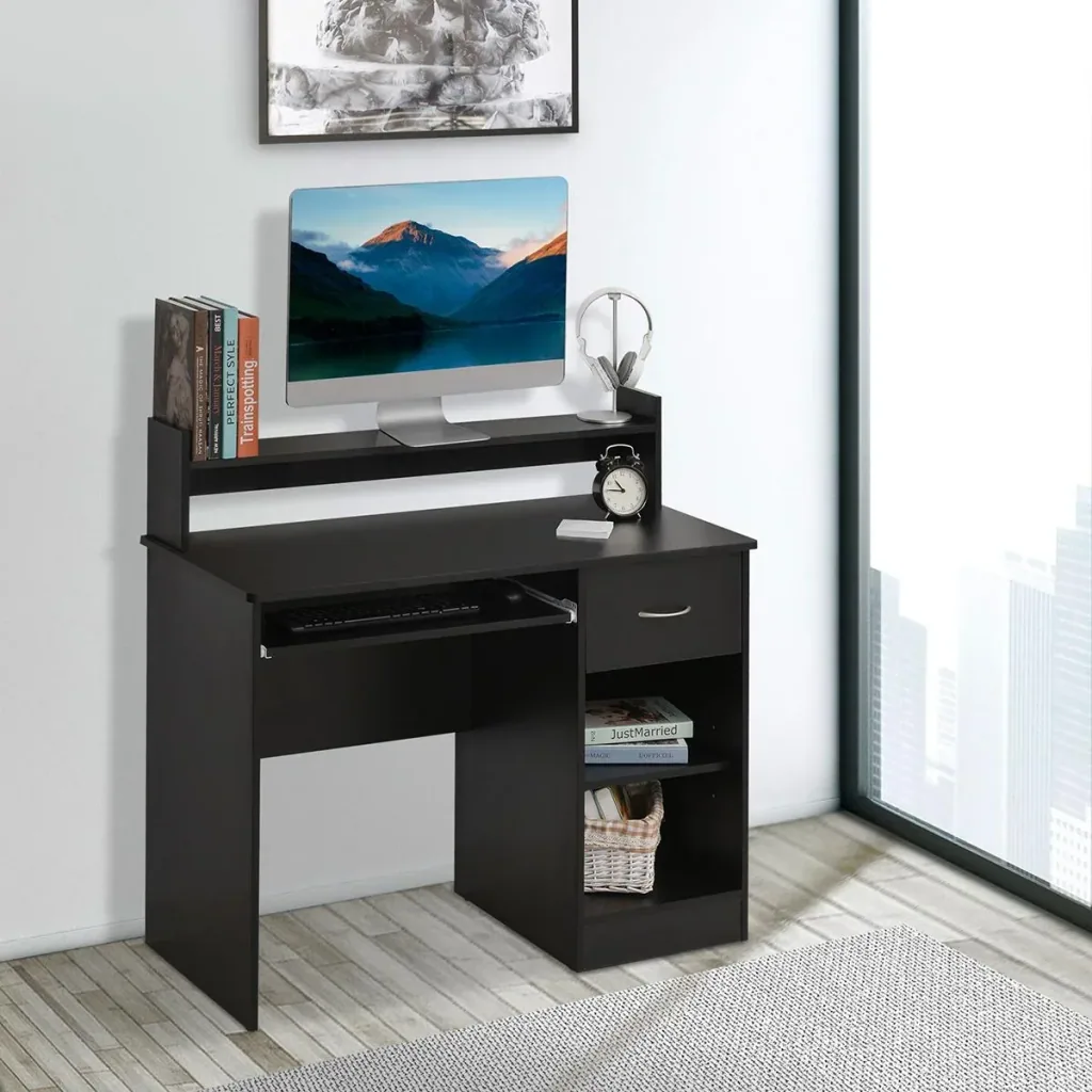 Computertisch Bürotisch Gamingtisch PC-Tisch mit Schublade E1 Spanplatte Schwarz 104 x 48 x 95,5 cm