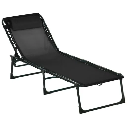 Sonnenliege Garten - klappbar - verstellbar - Netz - Schwarz - 197 x 58 x 76 cm