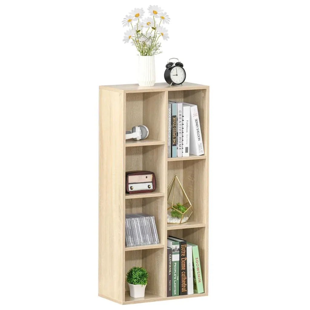 Bücherregal Wohnzimmerregal Bücherschrank Standschrank mit 7 Fächern Eiche Spanplatte 50 x 24 x 106 cm