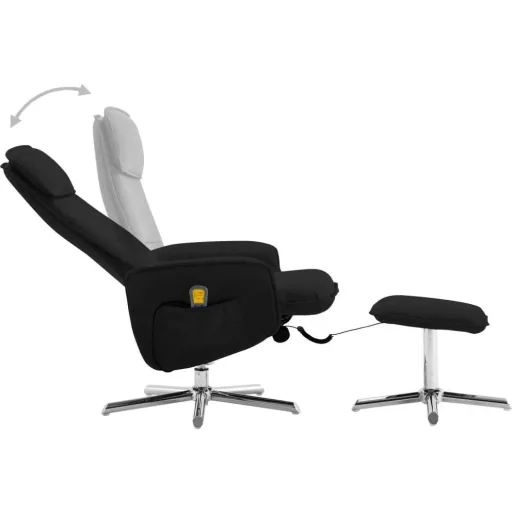 Massagesitz verstellbar mit Fußhocker Kunstleder schwarz