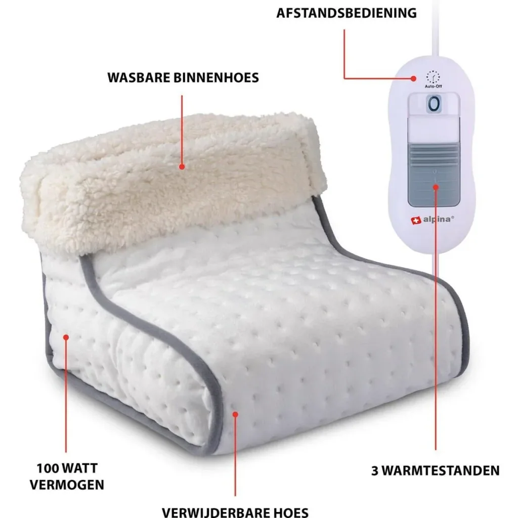Elektrischer Fußwärmer - 3 Wärmestufen - waschbare Innenhülse - 100W - Weiß