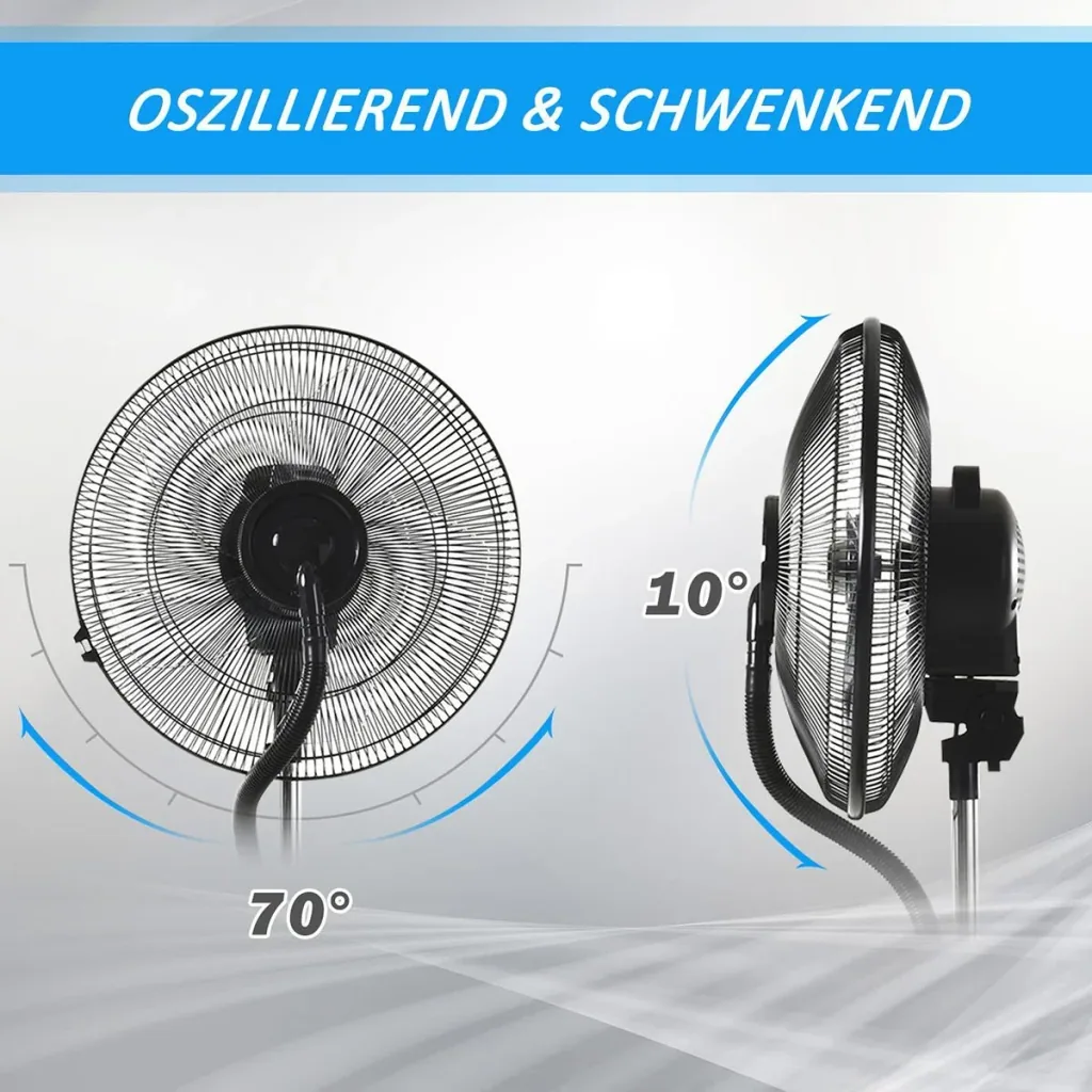 Nebel-Standventilator mit 3 Modi schwarz