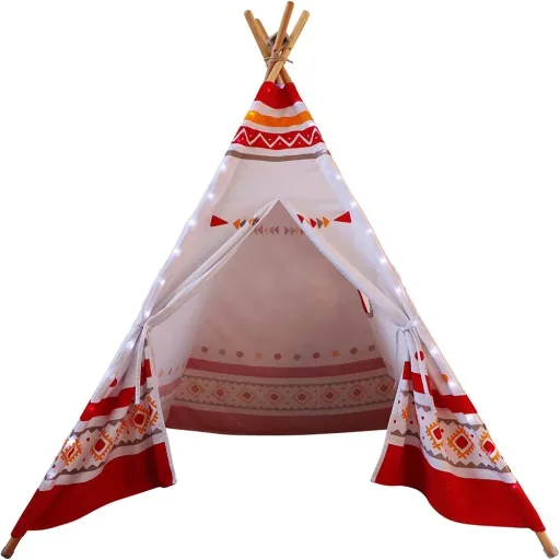LED Tipi Zelt Rot / Weiss