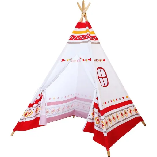 LED Tipi Zelt Rot / Weiss