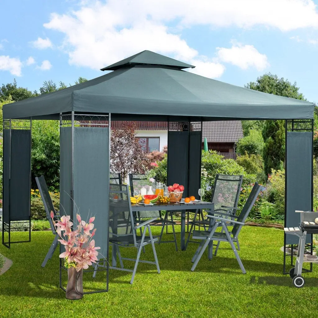 Gartenlaube/ Partyzelt/ Gartenpavillon/ Laube - Grau - 3x3m