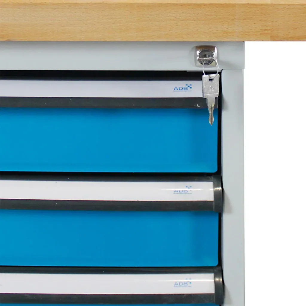 Werkbank 1500 mit Schubladenbox, 4 Schubladen