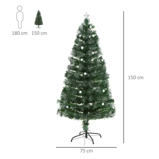 künstlicher Weihnachtsbaum mit Fernsteuerung LED-Leuchten Christbaum Tannenbaum PVC Metall Grün+Weiß Ø75 x 150 cm