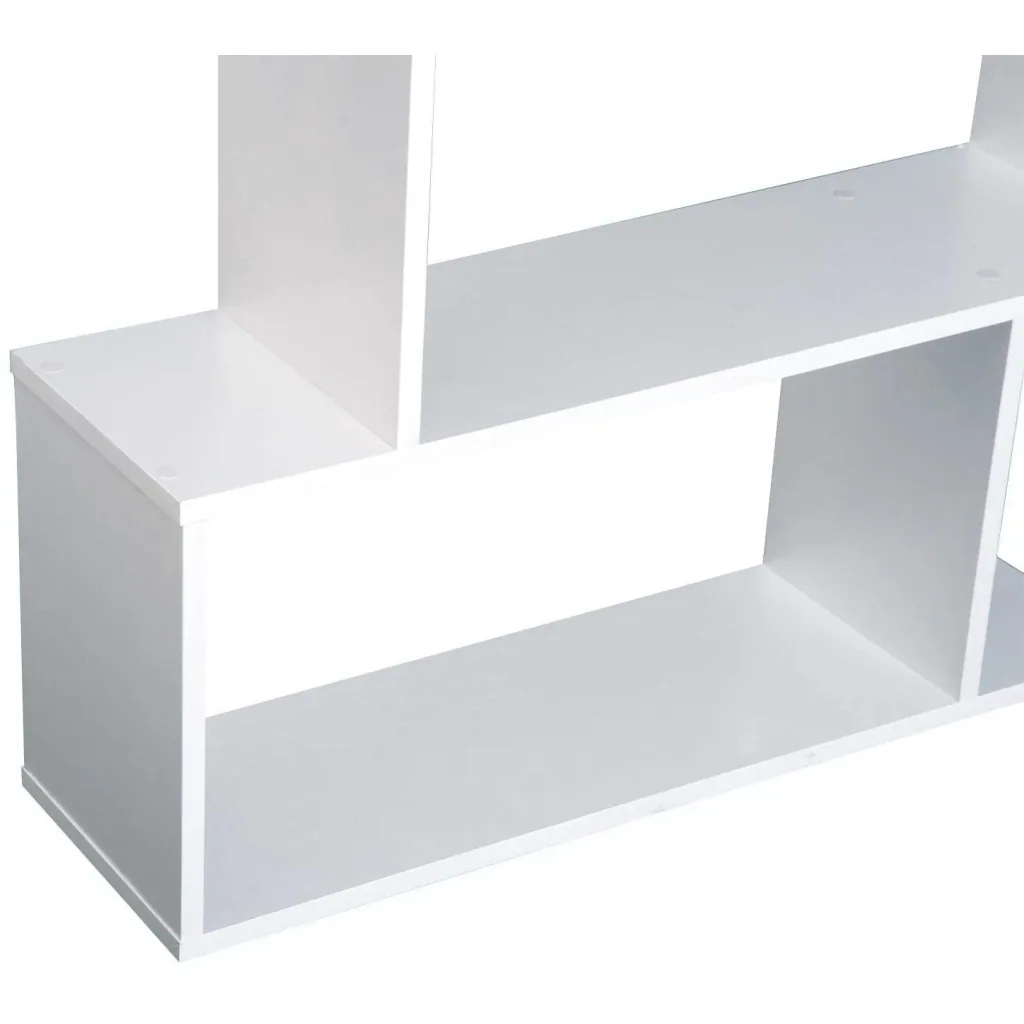 Bücherregal Weiß Wandregal Raumteiler S-Form 6 Fächer