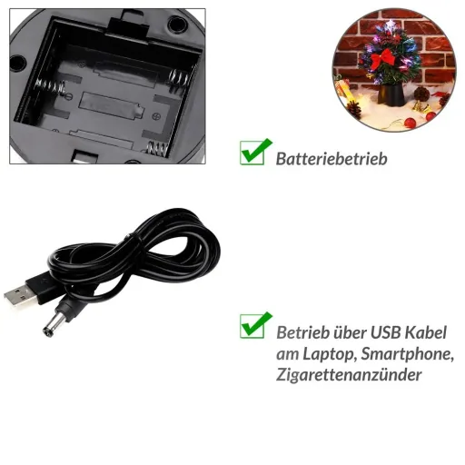Weihnachtsbaum USB-Anschluss 26cm dekoriert