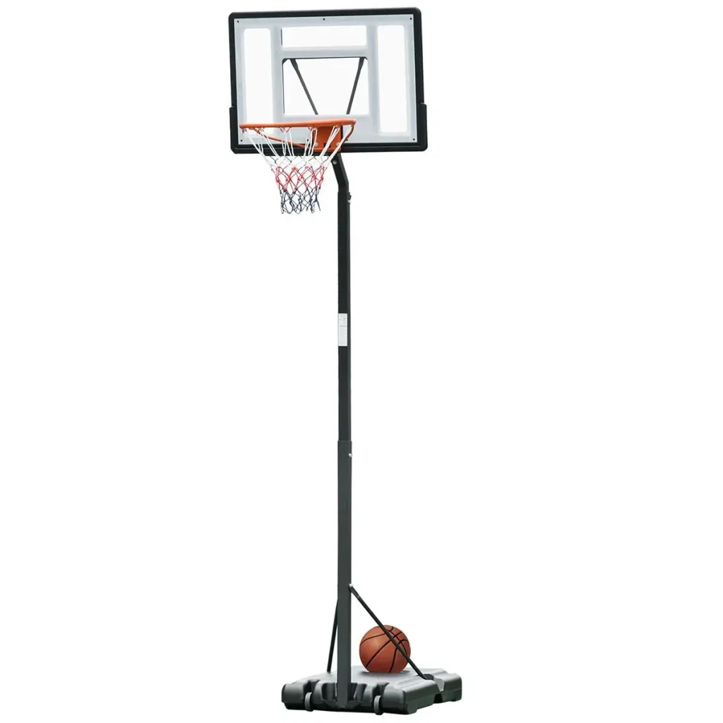 Mobiler Basketballständer Basketballkorb mit Ständer höhenverstellbar, Stahl+Kunststoff, Schwarz, 86 x 153 x 302-352 cm