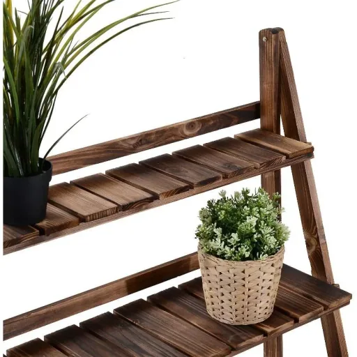 Pflanzentreppe L80 x W37 x H93cm Blumenregal 3 Stufen Tannenholz