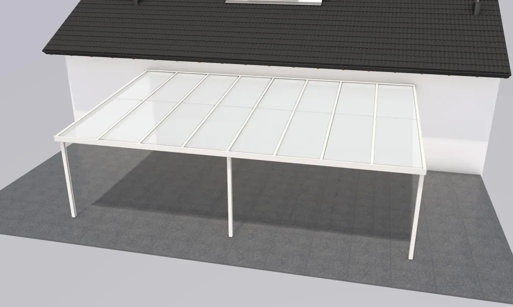 Terrassendach Premium, weiß, 8125 x 5060 mm - Polycarbonat Stegplatten 16 mm, opal