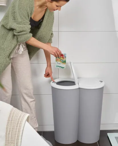 Doppeleimer für die Mülltrennung - Kunststoff grau 2x25L