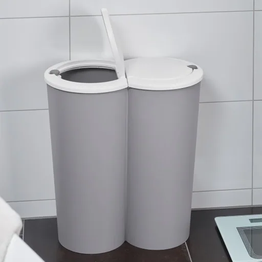 Doppeleimer für die Mülltrennung - Kunststoff grau 2x25L
