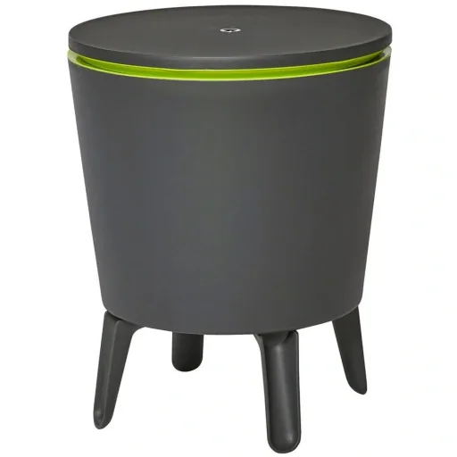 Beistelltisch mit Coolbar/Kühlbox/Partykühler - Grau/Grün - Ø50cm - 30L