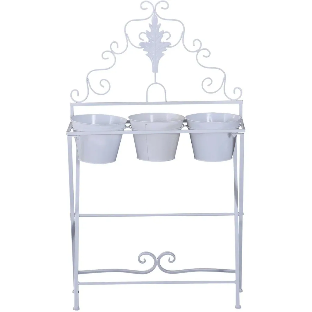 Pflanzregal Pflanzenständer Blumenregal Blumenständer mit 3 Kasten Metall Weiß 58 x 21 x 100 cm