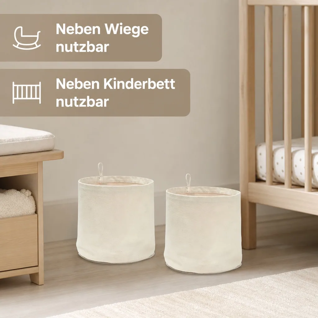 Kids Concept Aufbewahrungsboxen rund aus Stoff, hellbeige