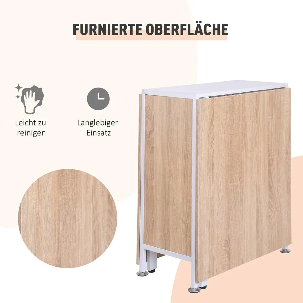 Klapptisch mit Stauraum natur, weiß
