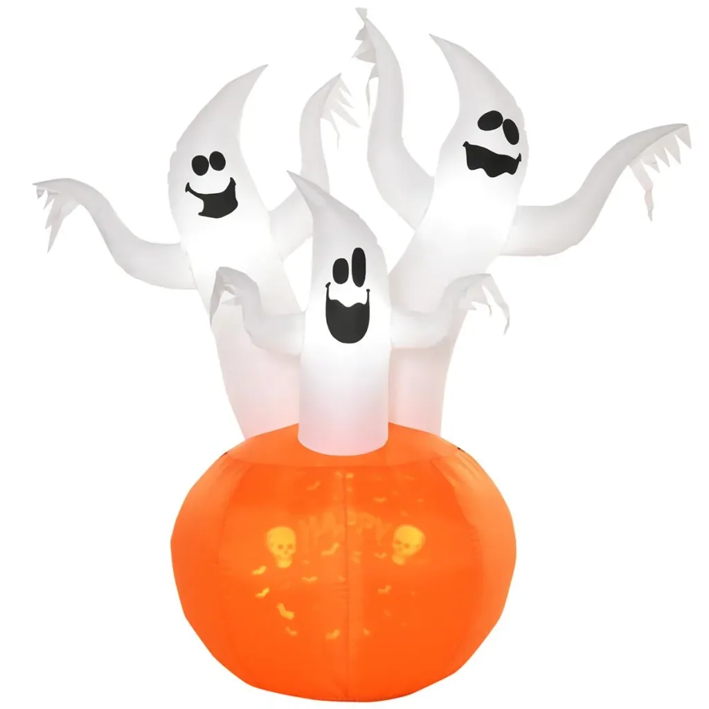 Aufblasbar Halloween Geist mit Kürbis Beleuchtung Gespenst SSelbstaufblasender Kürbis Ghost Doll Dekoration Polyester We