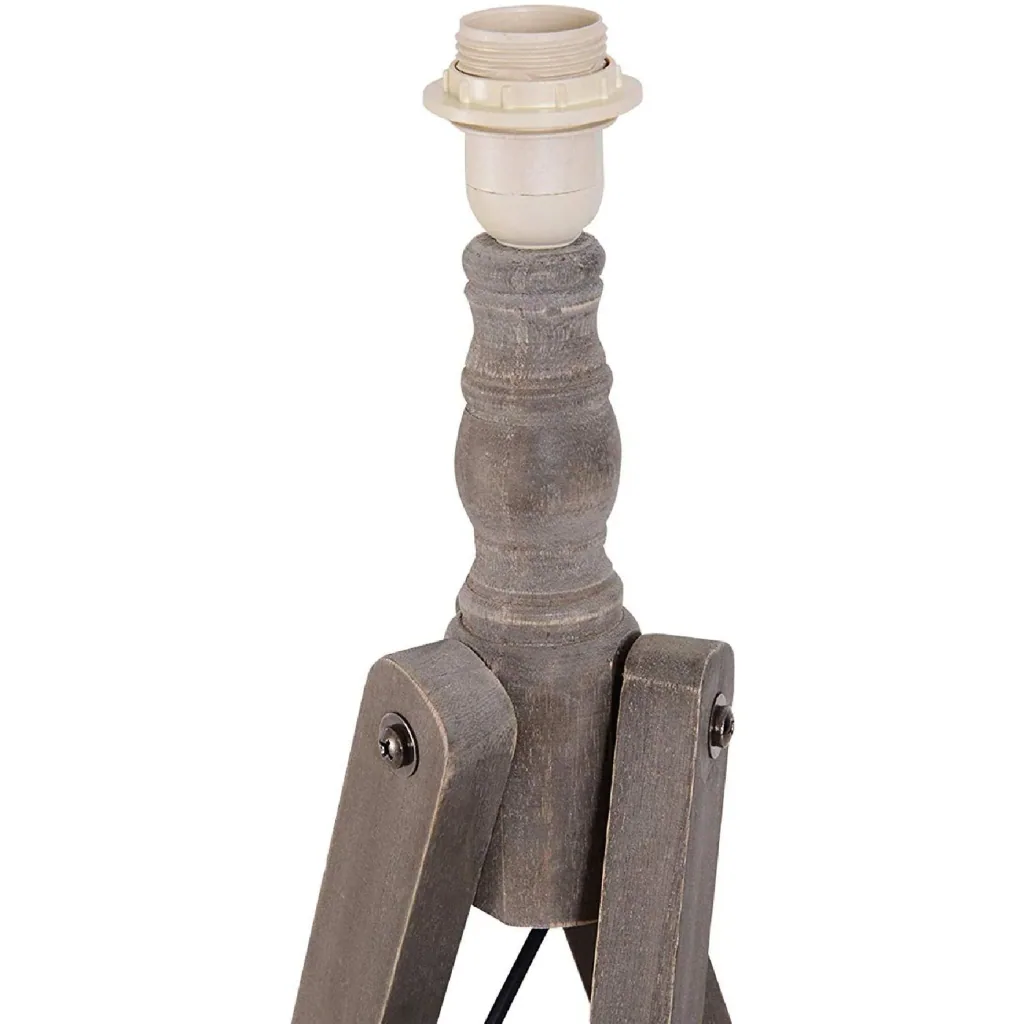 Stehlampe Stehleuchte Tripod Skandinavisch 40W Holz + Leinen beige 52 x 52 x 146 cm